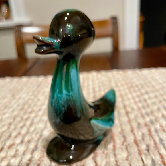 Blue Mountain Pottery Duck Figure Redware Green Black Drip Glaze Mid Century - Picture 2 of 14